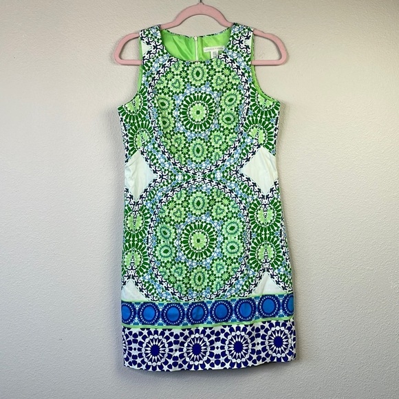 London Times green and blue midi dress size 4 - Picture 1 of 4